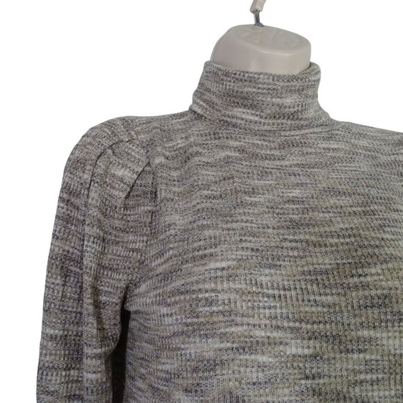 Ann Taylor Loft Brown Cream Turtleneck Knit Top Women Size XS Long Sleeve - Picture 2 of 9